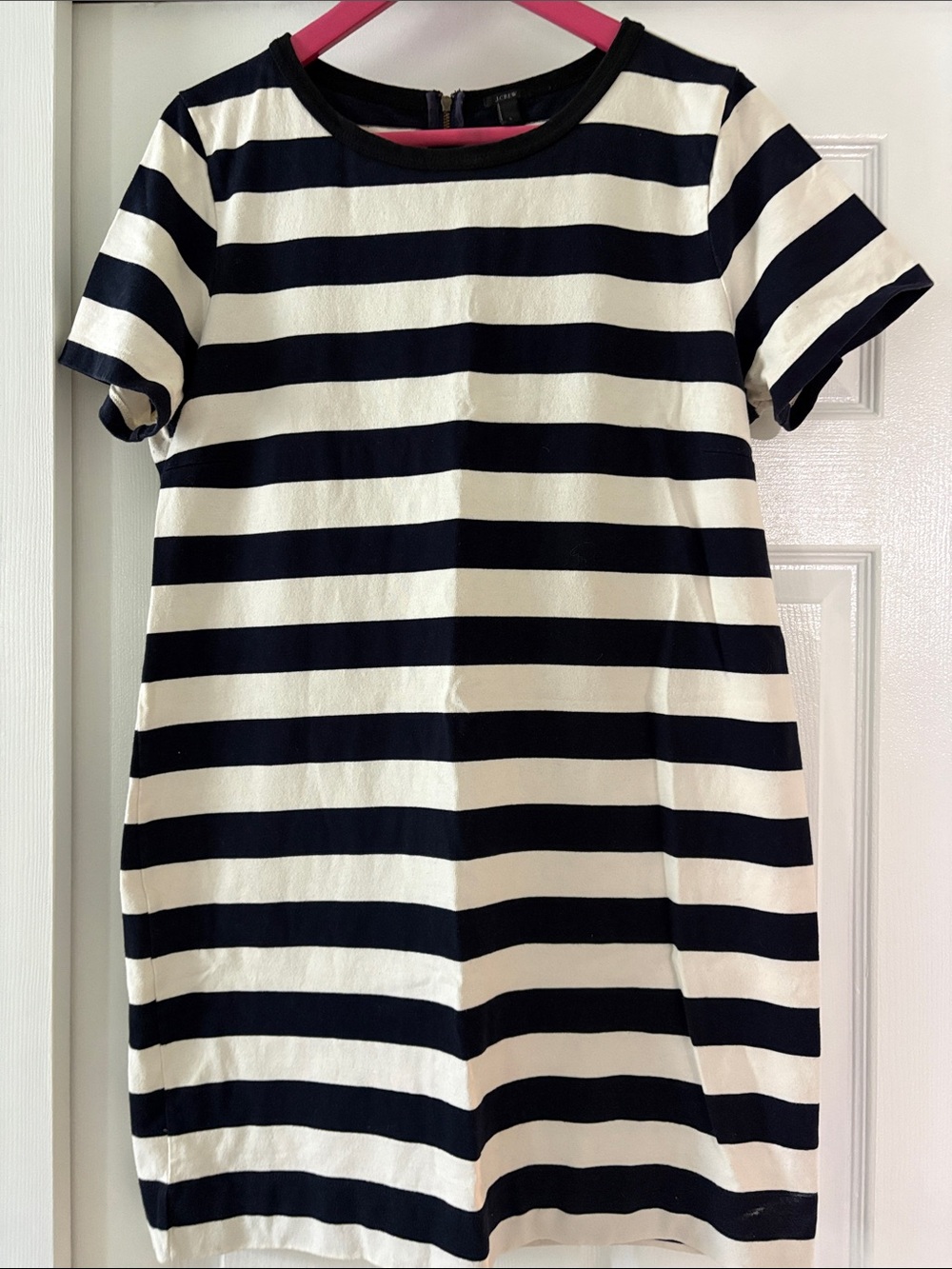 J. Crew Navy & White Striped Short Sleeve Mini Dress